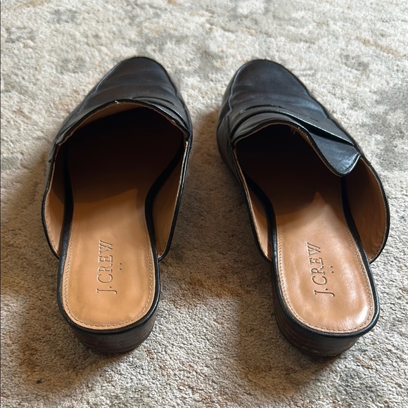 GUC J. Crew Black Leather Loafers Slip-On Style - Picture 3 of 5